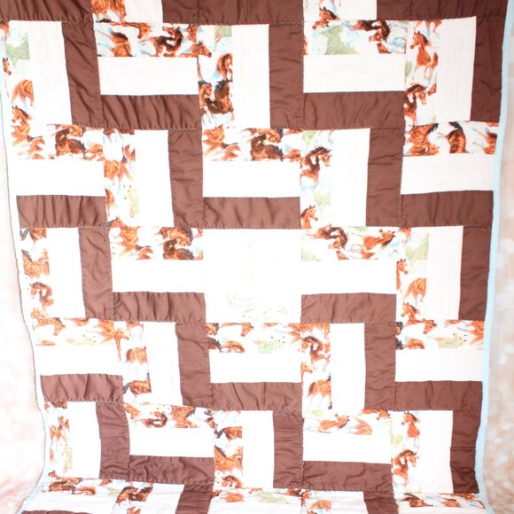 Vintage Handmade 55 in X 39 in Horses And Bible Verses Quilt - Picture 2 of 8